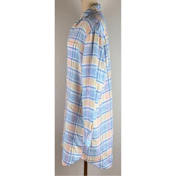 Frank & Eileen Mary Linen Plaid Shirt Dress Multi Color Plaid, size Large - Picture 4 of 13